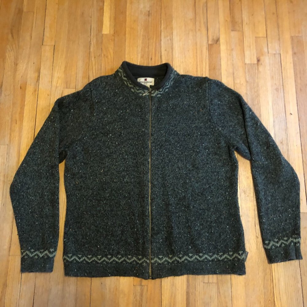 Woolrich Green Wool Full Zip Up Sweater -  Size L